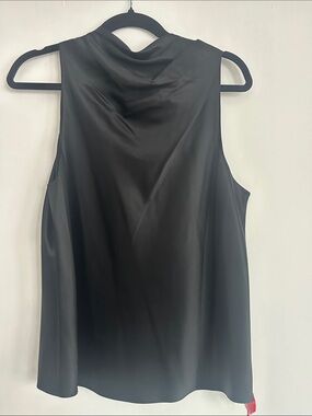 NWT Theory Satin Black Sleeveless Cowl Neck Top